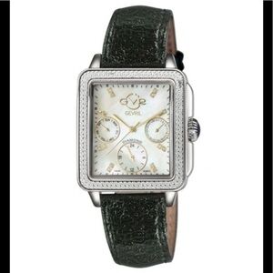 NWT Green leather Diamond Swiss Watch